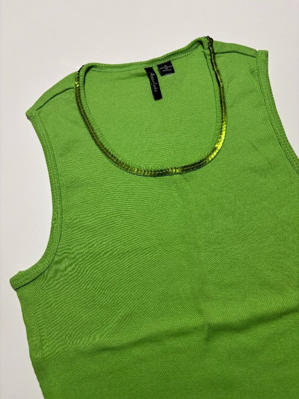 Assoluto Lime Green Bratz Girl Summer Sequin Cotton Tank Top